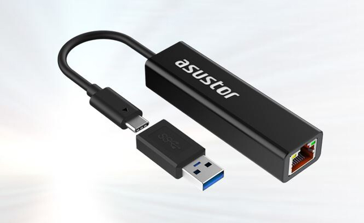 Представлен внешний сетевой адаптер ASUSTOR 2.5GbE с разъёмами USB Type-С и Type-A