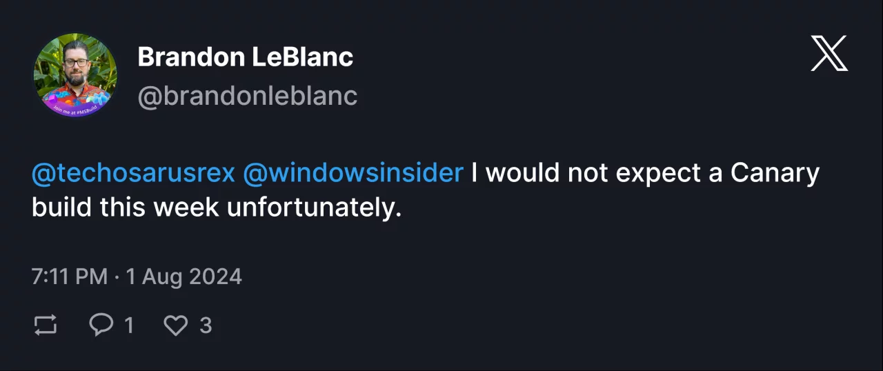 Вероятно, на этой неделе инсайдерской сборки Windows 11 для канала Canary не будет