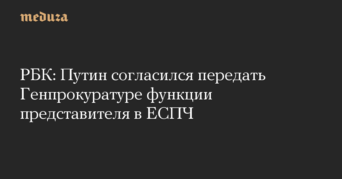 РБК: Путин согласился передать Генпрокуратуре функции представителя в ЕСПЧ